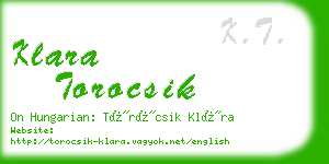 klara torocsik business card